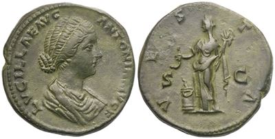 Lucilla Augusta, Sestertius coniato sotto Marco Aurelio e Lucio Vero (Roma), 161-162 d.C., Æ