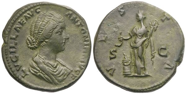 Lucilla Augusta (164-182), Sestertius struck under Marcus Aurelius and Lucius Verus, Rome, c. 161-162; Æ (27,15 g; 30,3 mm; 10 h)