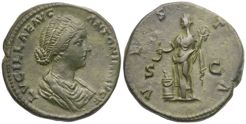 Lucilla Augusta, Sestertius coniato sotto Marco Aurelio e Lucio Vero (Roma), 161-162 d.C., Æ