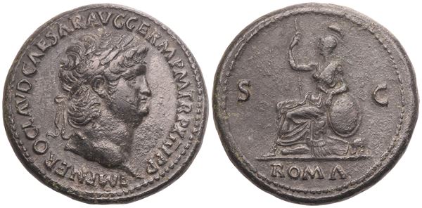 Nero (54-68), Sestertius, Rome, c. 67; Æ (26,23 g; 34,7 mm; 5 h)