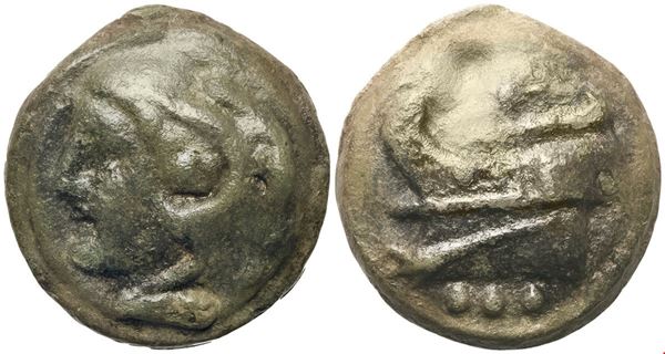 Anonymous, Quadrans, Rome, c. 225-217 BC; ; Æ (62 g; 38,5 mm; 12 h)