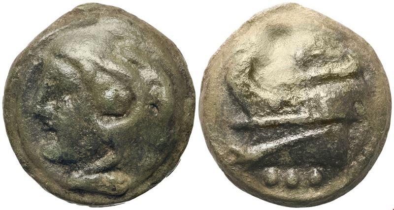 Anonymous, Quadrans, Rome, c. 225-217 BC; ; Æ (62 g; 38,5 mm; 12 h)