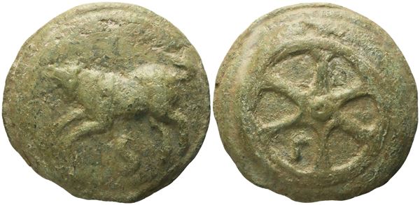 Anonymous, Semis, Rome, c. 230 BC; Æ (150 g; 54,3 mm; 12 h)