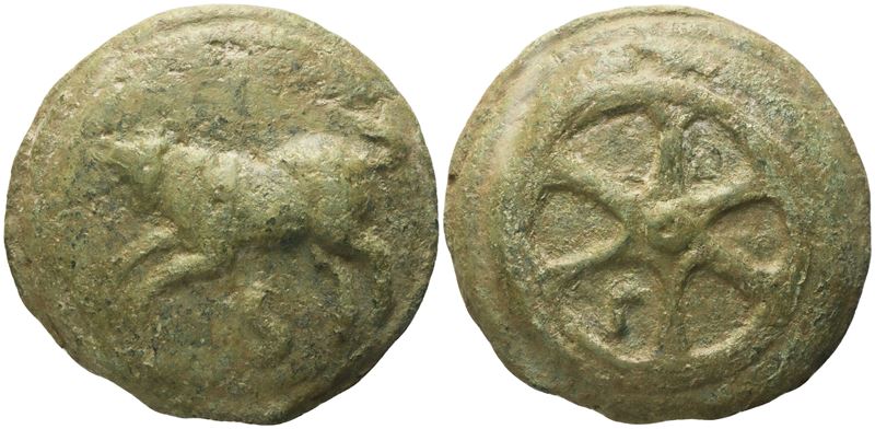 Anonymous, Semis, Rome, c. 230 BC; Æ (150 g; 54,3 mm; 12 h)