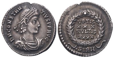Costantino II, Siliqua in argento, Sirmium (351-355 circa)