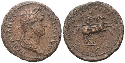 Hadrian (117–138 d.C.), Dupondio e moneta in bronzo (Æ), Roma, 129–130 d.C.