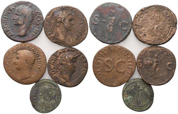 Lot of 5 Roman Imperial Æ and AR coins to be catalogued