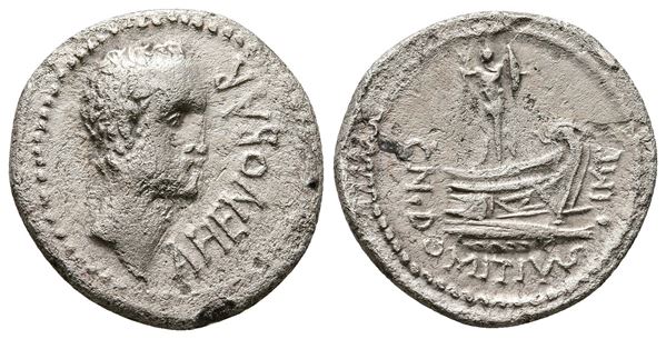 Cn. Domitius L.f. Ahenobarbus, Uncertain mint in the region of the Adriatic or Ionian Sea, 41-40 BC. AR Denarius (20mm, 3.46g).  - Auction Greek, Roman and Byzantine Coins	 - Bertolami Fine Art - Prague