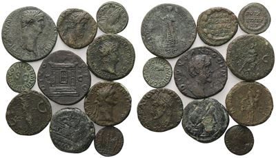 Raccolta di 10 monete romane in bronzo (Æ)