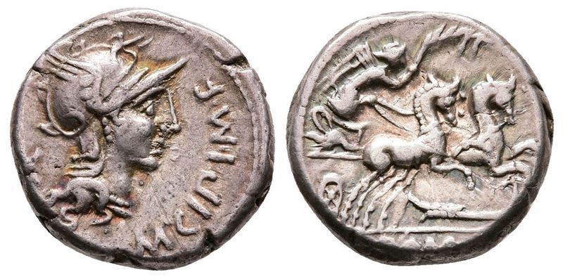 M. Cipius M.f., Rome, 115-114 Bc. Ar Denarius (16mm, 3.89g).