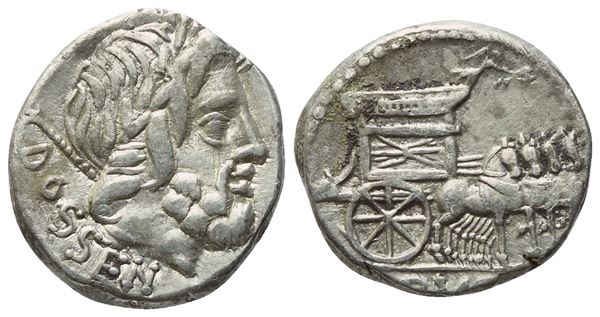 L. Rubrius Dossenus, Denarius, Rome, 87 BC; AR (3,83 g; 16,3 mm; 3 h)
