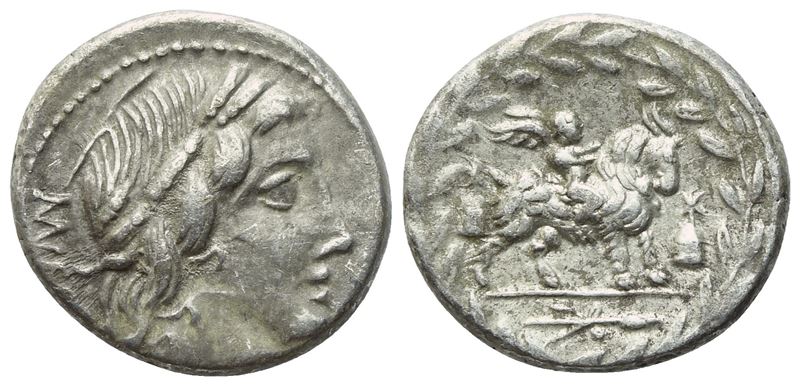 Fonteio (Vejovis), Denario romano, 85 a.C., AR