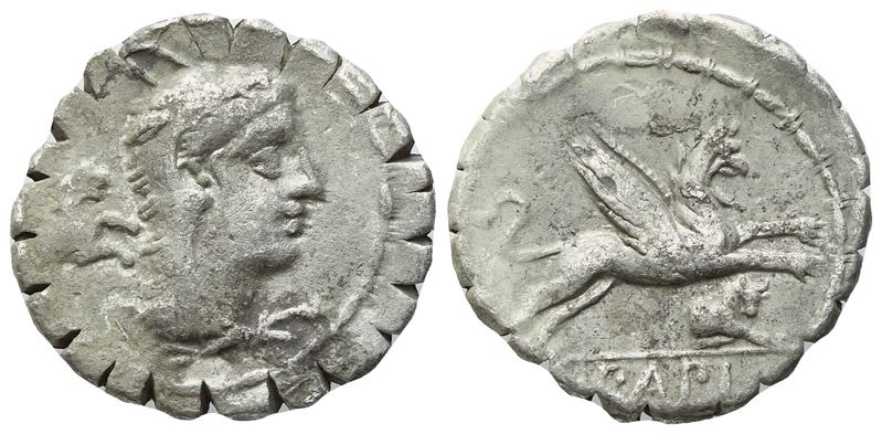 L. Papius, Denarius serratus romano (Roma, 79 a.C.), AR