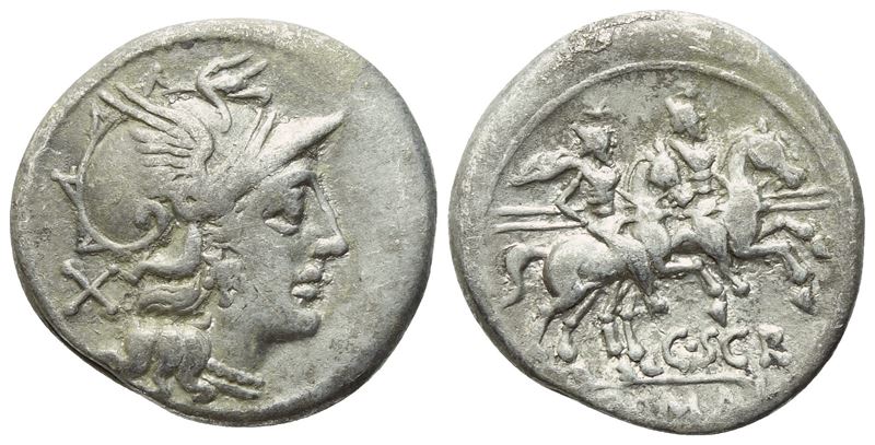 C. Scribonius, Denario romano (AR), Roma 154 a.C.