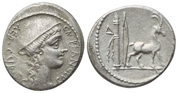 Cn. Plancius, Denarius, Rome, 55 BC; AR (4,13 g; 18,2 mm; 3 h)