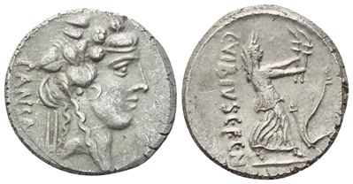 C. Vibius Pansa Caetronianus, Denario (48 a.C.), rovescio con Cerere e aratro