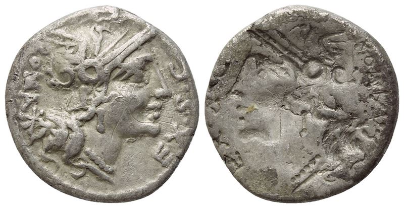 M. Sergius Silus, Denarius romano, Roma, 116–115 a.C.
