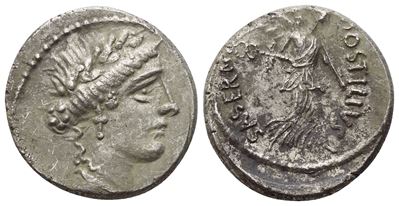 L. Hostilius Saserna, Denario, Roma, 48 a.C.