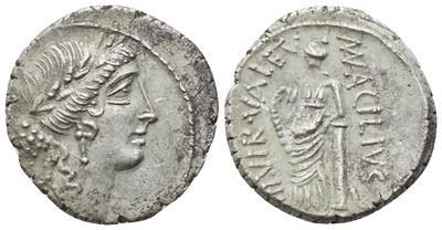 Mn. Acilius Glabrio, Denario romano, Roma (49 a.C.), argento