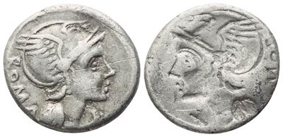 L. Flaminius Chilo, Denario romano (109–108 a.C.), AR