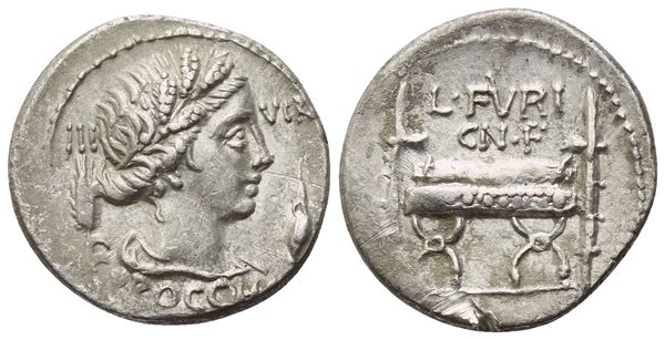 L. Furius Brocchus, Denarius, 63 BC; AR (3,94 g; 18 mm; 7 h)