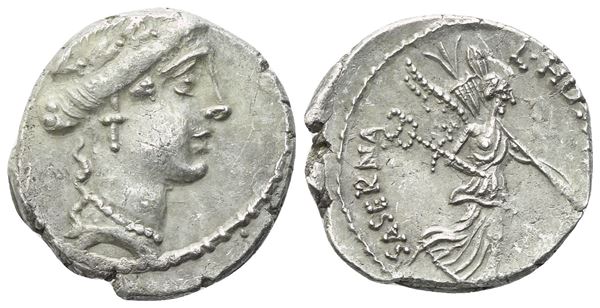 L. Hostilius Saserna, Denarius, Rome, 48 BC; AR (3,86 g; 17,5 mm; 9 h)
