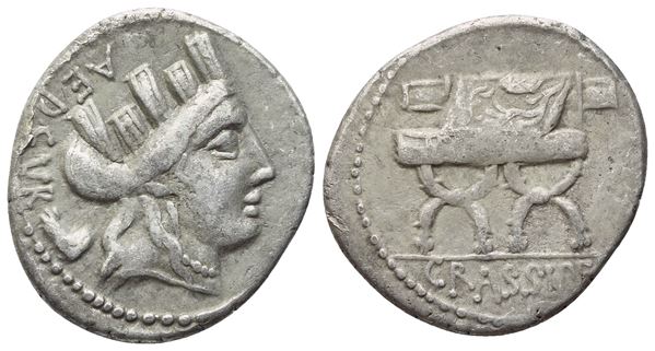 P. Furius Crassipes, Denarius, Rome, 84 BC, AR (3,74 g; 19,2 mm; 3 h)