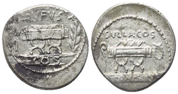 Q. Pompeius Rufus, Denarius, Rome, 54 BC; AR (4,20 g; 18,7 mm; 8 h)