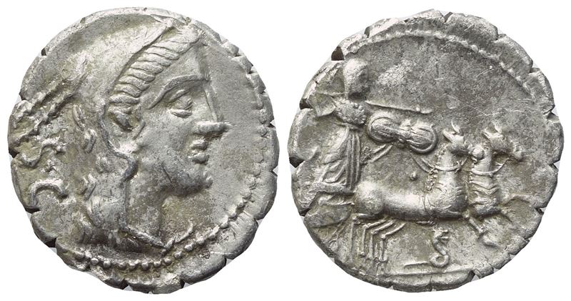 Procilius, Denario serrato (serrated), Roma, 80 a.C.