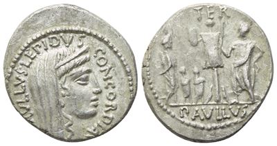 L. Aemilius Lepidus Paullus, Denario romano, 62 a.C.