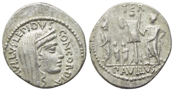 L. Aemilius Lepidus Paullus, Denarius, Rome, 62 BC; AR (4 g; 19 mm; 6 h)