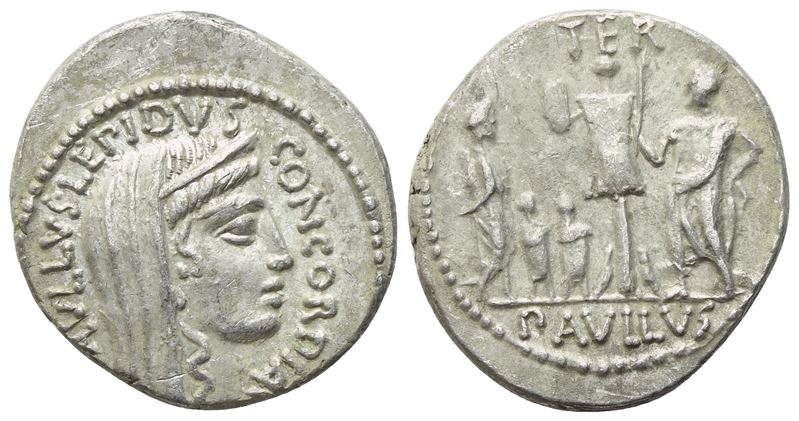 L. Aemilius Lepidus Paullus, Denario romano, 62 a.C.