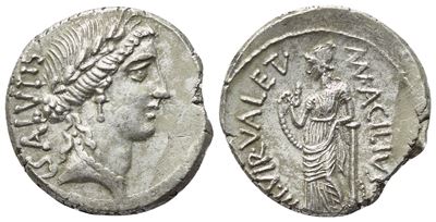 Mn. Acilius Glabrio, Denario romano, Roma, 49 a.C.