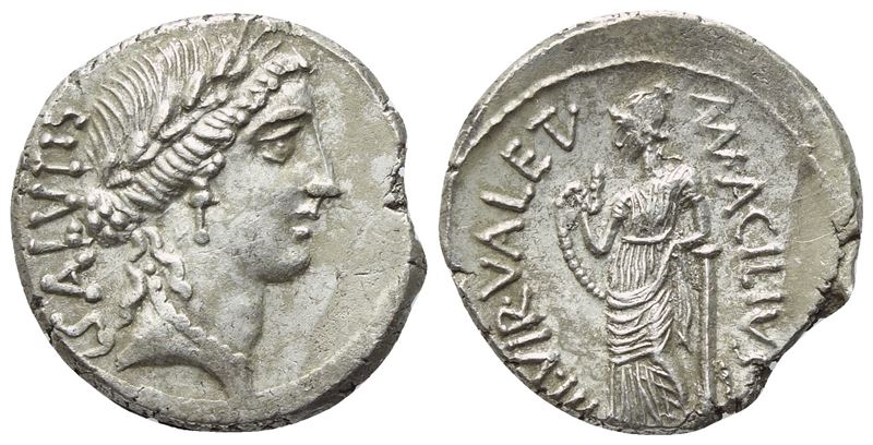 Mn. Acilius Glabrio, Denario romano, Roma, 49 a.C.