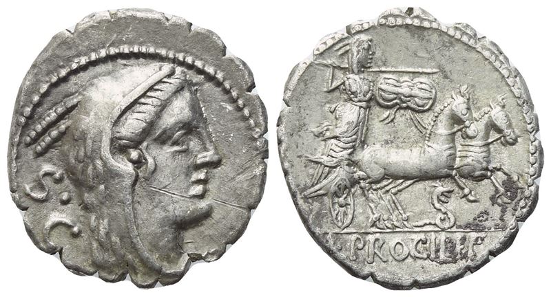 Procilius, Denario serrato di Roma, 80 a.C.