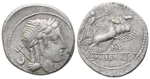 L. Iulius Bursio, Denarius, Rome, 85 BC; AR (3,80 g; 20,3 mm; 1 h)