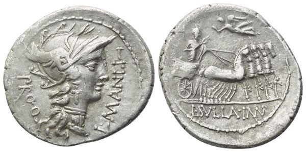 L. Manlius Torquatus, Denarius, 82 BC; AR (3,63 g; 20,5 mm; 5 h)