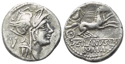 D. Iunius Silanus, Denario repubblicano (Roma), 91 a.C.