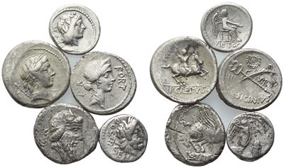 Collezione, Denari della Repubblica Romana (AR) – lotto di 5 monete