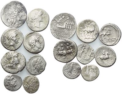 Anonimo, Lotto di 7 monete in argento della Repubblica Romana (AR)