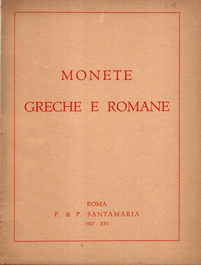 Santamaria P. & P., Roma, 24 gennaio 1938 — Catalogo di monete greche e romane