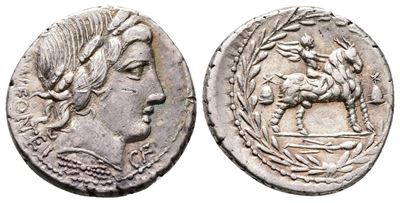Mn. Fonteius C.f., Rome, 85 Bc. Ar Denarius (18mm, 3.68g).