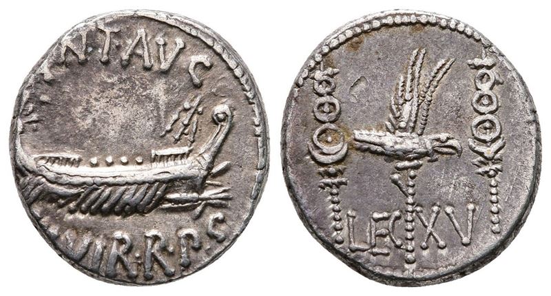 Mark Antony, Patrae(?), Autumn 32-spring 31 Bc. Ar Denarius (16mm, 3.52g).