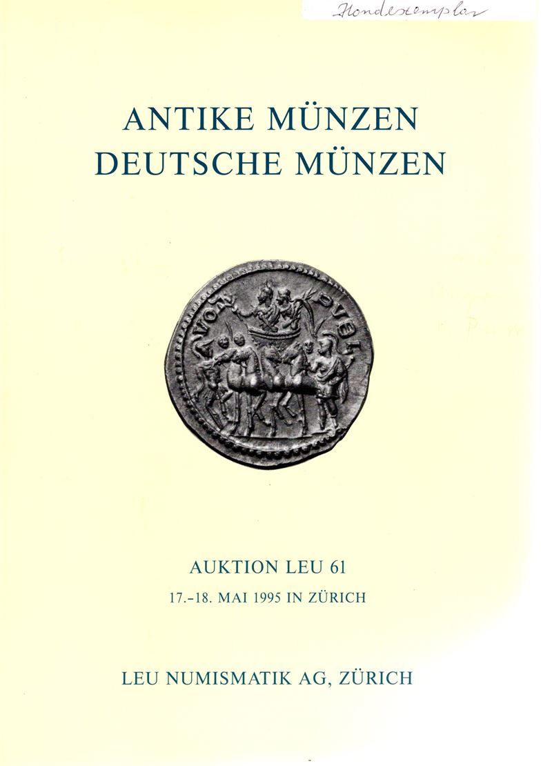 Leu Numismatik AG, Catalogo d’asta per monete antiche e moderne (Zurich, 17–18 maggio 1995)