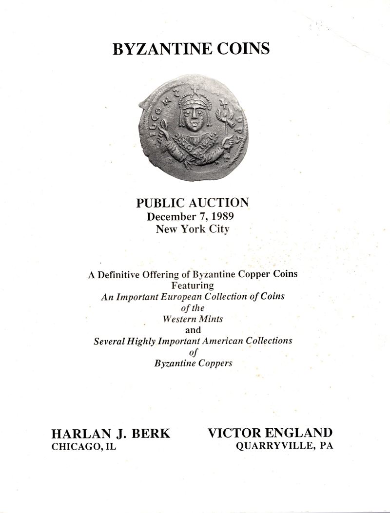 Berk J. H., England V. – New York, 7 December 1989. Byzantine coins