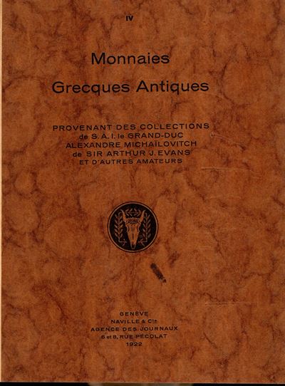 Naville e C., Monnaies Grecques antiques (Lucerne, 17 giugno 1922) – catalogo d’asta con legatura...