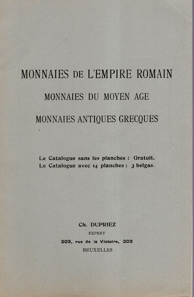 Dupriez Charles, Bruxelles, ottobre 1934 — catalogo d’asta di monete e monete antiche