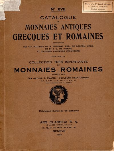 Catalogo numismatico, ARS CLASSICA S.A. — N. XVII, 3 ottobre 1934, Collection R. Burrage e collez...
