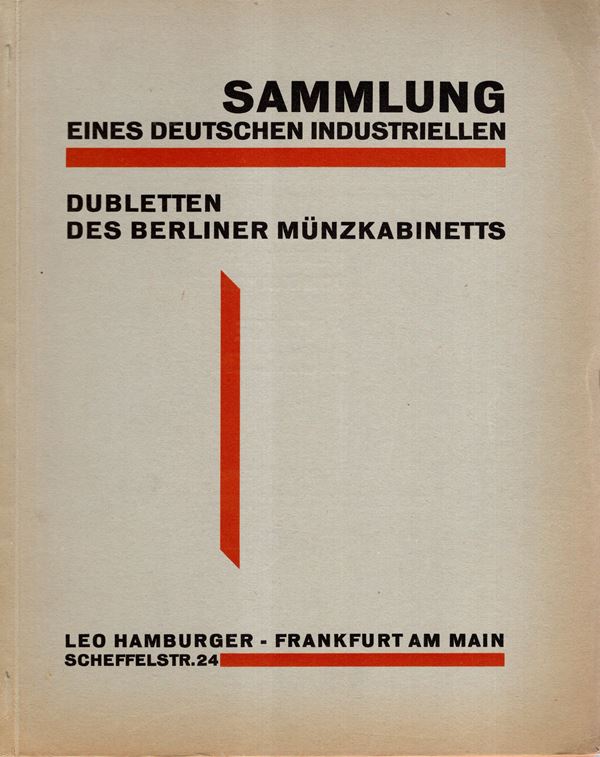 HAMBURGER Leo - Frankfurt a.M. 29 - Mai, 1929. Sammlung eines deutschen industriellen  UNGER  - Doubletten des Berliner Munzkabinet. Antike,Barbaren, Kunstmedaillen…… pp 80, lots 1705,  plates 34. legatura ed lista prezzi Val. buono stato, Spring, 284, C.S. 1699, per le antiche, Rossi, 789.