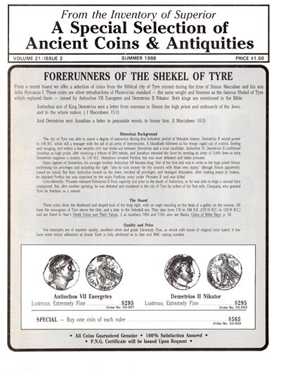 Superior Stamp & Coins Co. Inc. - Beverly Hills, Summer, 1988. a Special Selection Of Ancient Coi...